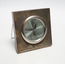 A modern silver mounted strut timepiece, Carr's of Sheffield, 2000, 10cm.