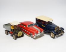 Eight Tinplate cars including; five Minister Deluxe Pontiac tinplate friction drive cars by Amar