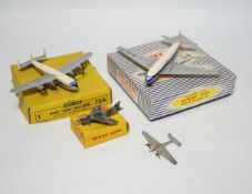 Four Dinky Toys aircraft; three boxed examples including (702) DH Comet Airliner, (70A) Avro York