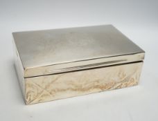 An Edwardian silver mounted rectangular cigar box, Joseph Braham, London, 1901, width 22.6cm.