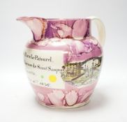 * * A William IV Sunderland pink lustre jug, with a printed view of the Iron Bridge, Sunderland