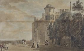 Attributed to Paul Sandby RA (1731-1809), pen, ink and watercolour, North Terrace of Windsor Castle,