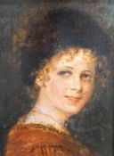 Continental School c.1900, oil on panel, Portrait of a lady, indistinctly signed top left, 20 x