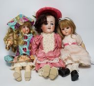 A Walter & Son 200 bisque doll, 38cm, an Alt Beck & Gottschalk 1361 character doll, 41cm, and a