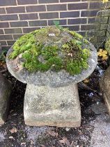 A weathered reconstituted staddle stone, height 68cm