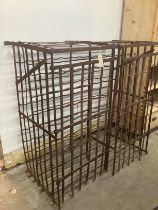 A French wrought iron wine bottle cage, width 101cm, depth 58cm, height 106cm