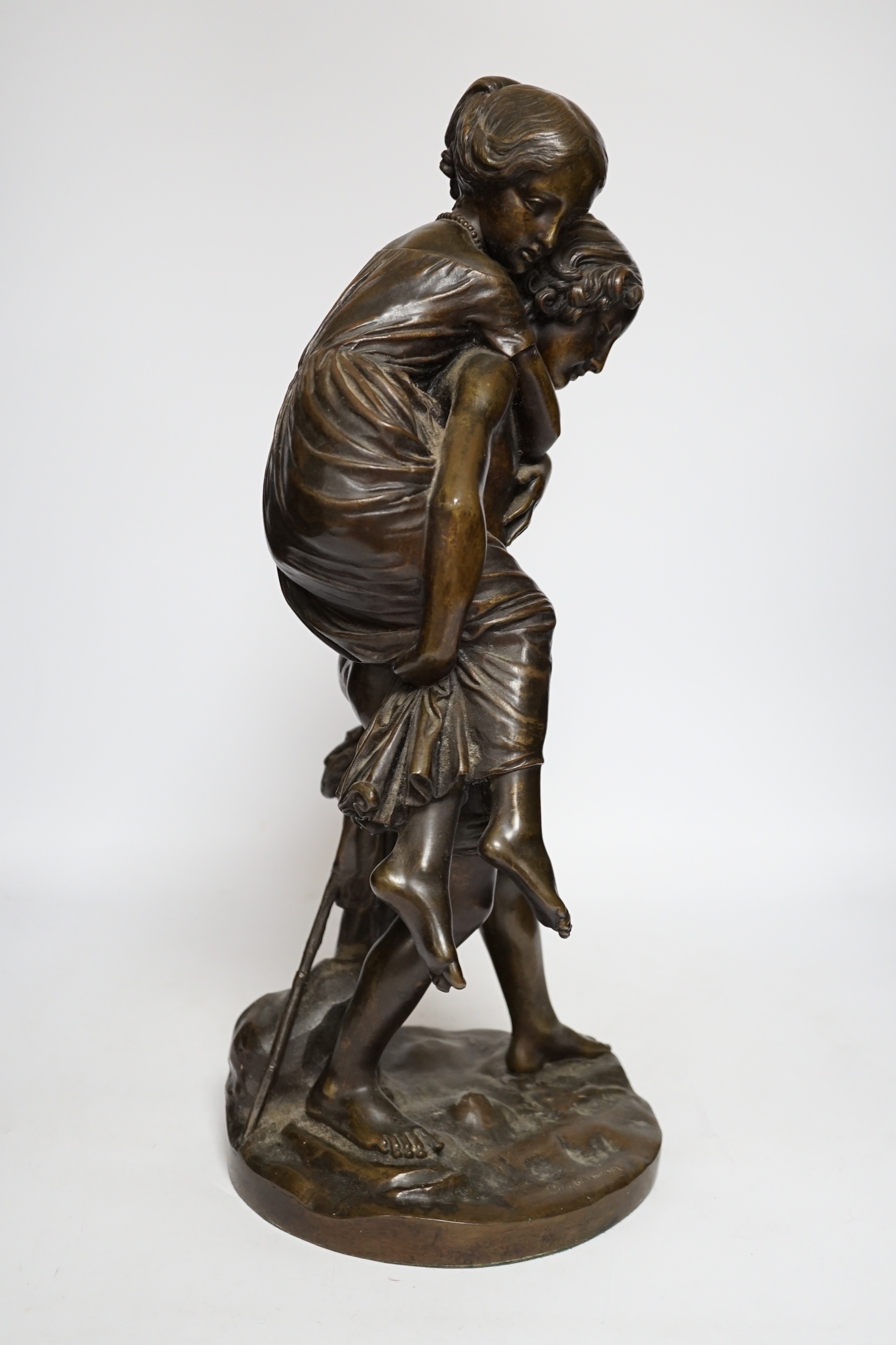 Charles Cumberworth (1811-1852), a bronze figure group, 47cm - Image 4 of 5