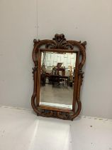 A Victorian style carved wood wall mirror, width 80cm, height 126cm