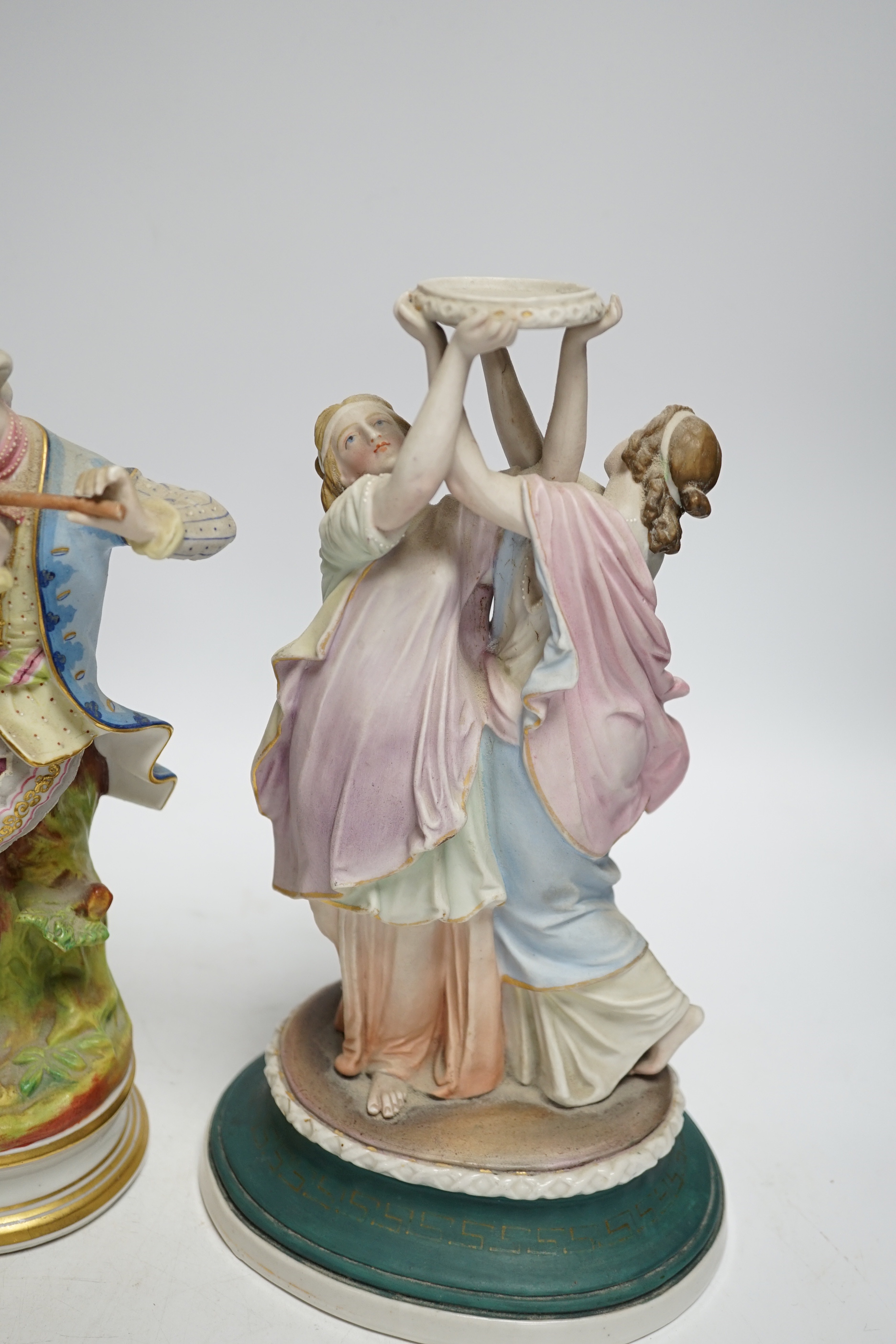 Three French coloured bisque figures, tallest 27cm - Image 4 of 5