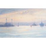 Irwin Bevan (1852-1940), watercolour, 'Sunset, Victoria Reach, River Medway', signed, details verso,