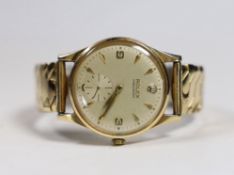 A gentleman's 1960's 9ct gold Rolex Precision manual wind wrist watch, with case back inscription,