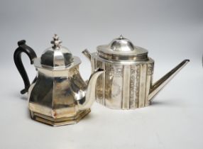 A George V silver octagonal teapot, Atkin Brothers, Sheffield, 1932, together with a George III