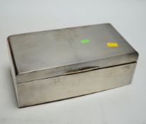 * * A George VI silver mounted cigarette box, Walker & Hall, Sheffield, 1946, 18cm. Please note this