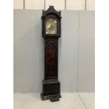 An early 18th century chinoiserie lacquer eight day longcase clock, the arched dial marked Henry