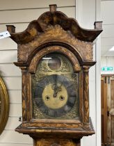 A 19th century Dutch floral marquetry walnut eight day longcase clock, the arched dial marked John