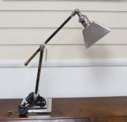 A chrome plated Art Deco style angle poise desk lamp
