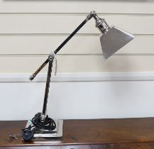 A chrome plated Art Deco style angle poise desk lamp