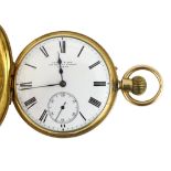 A Victorian 18ct gold keyless half hunter pocket watch by Leroy & Son, with Roman dial and