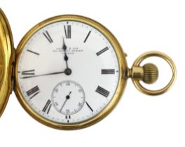 A Victorian 18ct gold keyless half hunter pocket watch by Leroy & Son, with Roman dial and