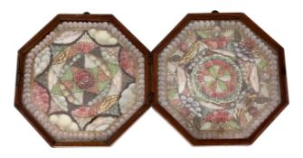 A 19th century sailor's shellwork Valentine, formed as two octagonal panels but formerly hinged,