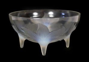 Rene Lalique, a Lys pattern opalescent glass bowl (no 382), c.1924, engraved mark R. LALIQUE FRANCE,