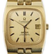 A gentleman's 1970's 18ct gold Omega Constellation automatic wrist watch, on an 18ct gold Omega