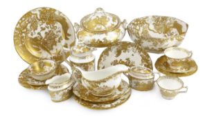 An extensive Royal Crown Derby Gold Aves dinner and tea service, the majority for twelve place