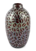 ** Vittorio Ferro (1932-2012), a Murano glass vase, with grey cage work over a red field,