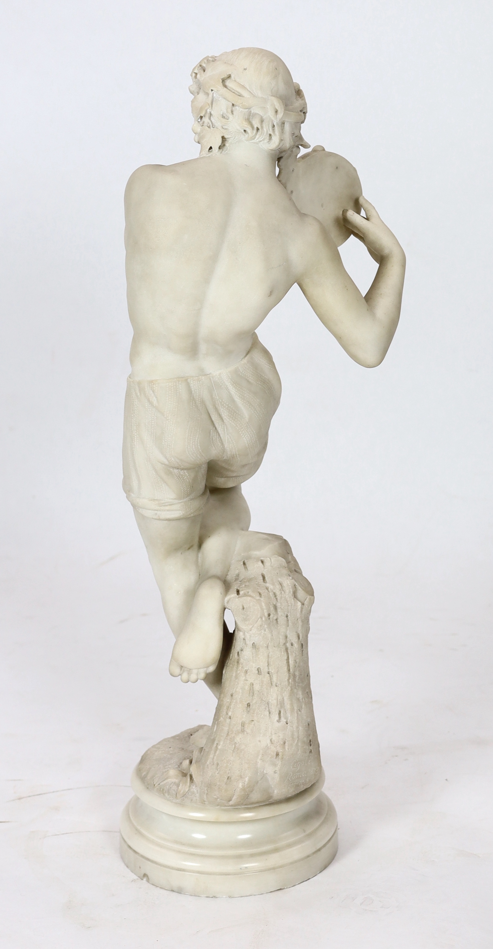 G. Cigoli, a 19th century Italian carved white marble figure of a Neapolitan tambourine dancer, with - Image 4 of 4