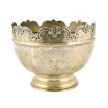 A late Victorian silver presentation Monteith by William & John Barnard, with engraved armorial