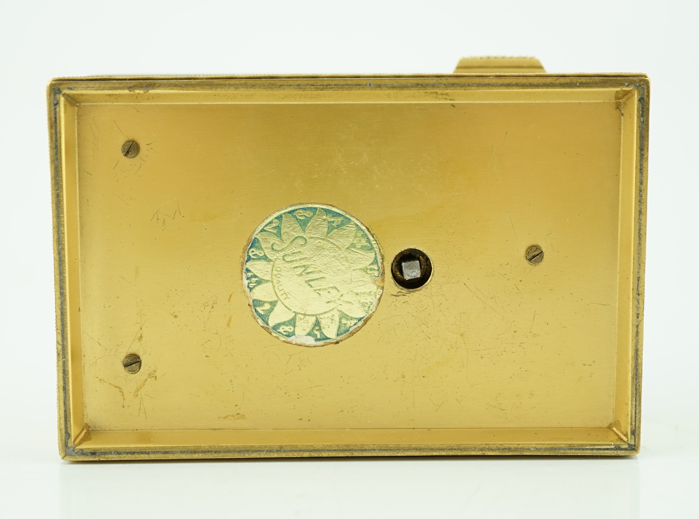 A 20th century gilt brass singing bird box, of rectangular form, with Sunley label to the base, - Image 9 of 9