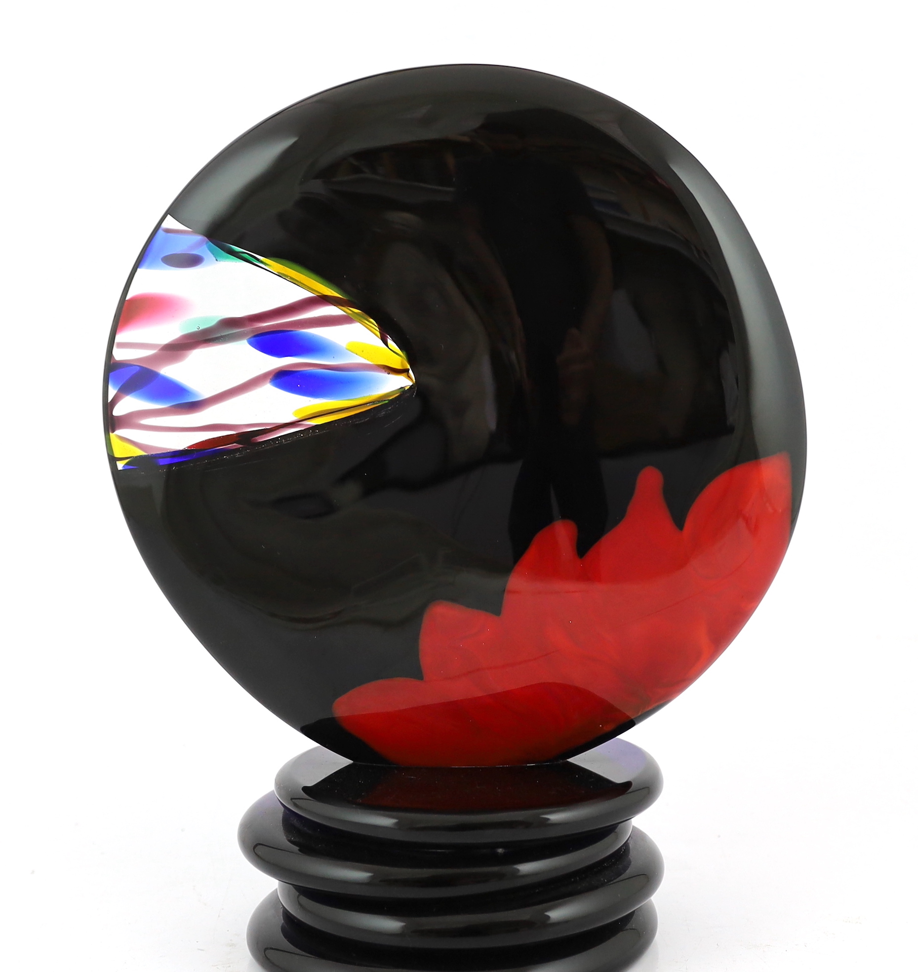 ** Pierpaolo Seguso, a set of three Murano disc shaped art glass sculptures, each signed and - Image 4 of 4