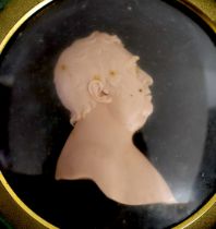 Peter Rouw (1771-1852), a wax profile of Charles James Fox, case diameter 13.5cm***CONDITION