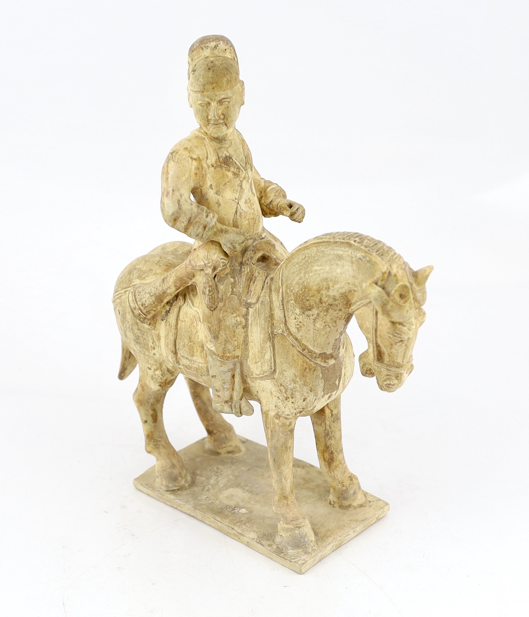 * * A Chinese cream glazed pottery model of an archer on horseback, Tang Dynasty (618-906 AD), - Image 2 of 6