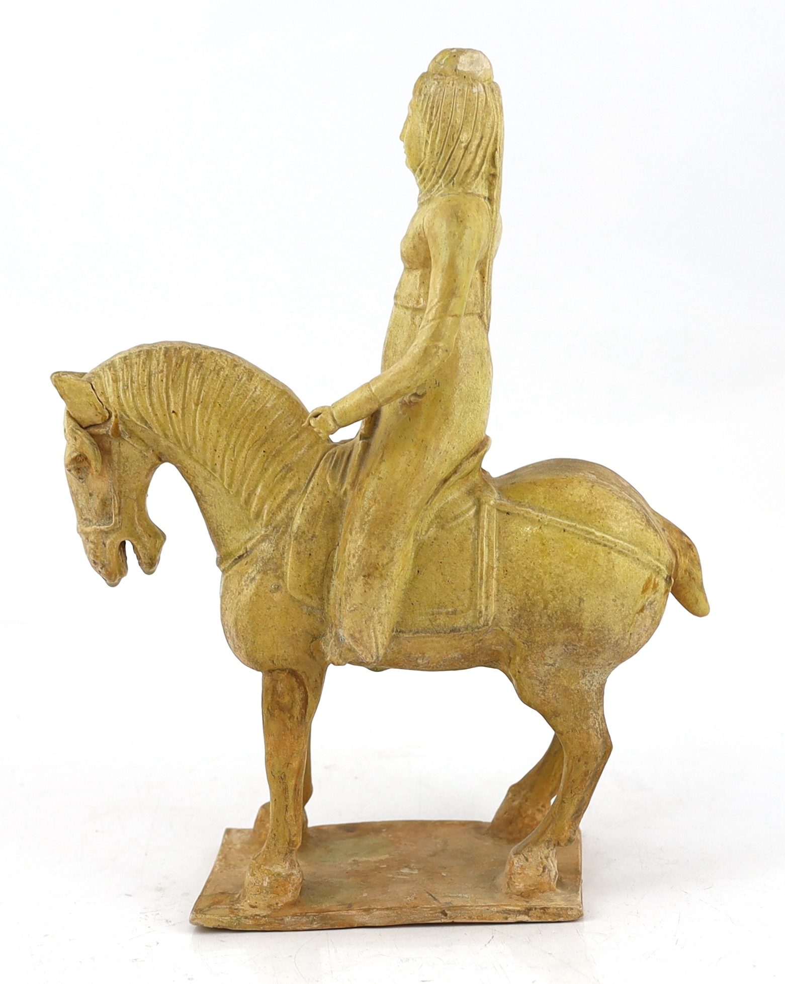 * A Chinese straw glazed pottery model of a horse and female rider, Tang dynasty (618-906 AD), - Image 3 of 5