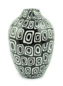 ** Vittorio Ferro (1932-2012), a Murano glass Murrine vase, ovoid shaped, with rows of black