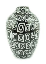 ** Vittorio Ferro (1932-2012), a Murano glass Murrine vase, ovoid shaped, with rows of black