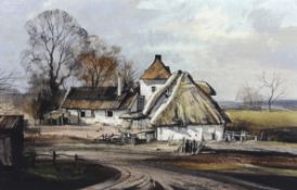 § § Rowland Hilder OBE (English, 1905-1993) Thatched farmhouse in a landscapeoil on canvassigned39 x