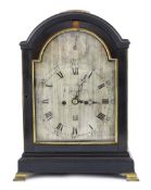 Charles Bayles of Hampstead, a George III ebonised eight day repeating bracket clock, the arched
