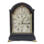Charles Bayles of Hampstead, a George III ebonised eight day repeating bracket clock, the arched
