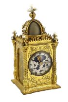 An early 20th century French miniature timepiece modelled on a 17th century domed bell clock, the