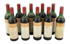 Ten bottles of Chateau Mouton Rothschild, 1965***CONDITION REPORT***Labels with differing degrees of