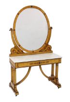 A Victorian Grecian Revival marquetry inlaid pollard oak dressing table, with large oval