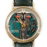 A gentleman's circa 1970's steel and gold plated Bulova Accutron Spaceview wrist watch, the case