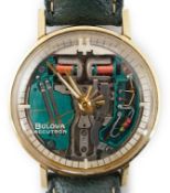 A gentleman's circa 1970's steel and gold plated Bulova Accutron Spaceview wrist watch, the case