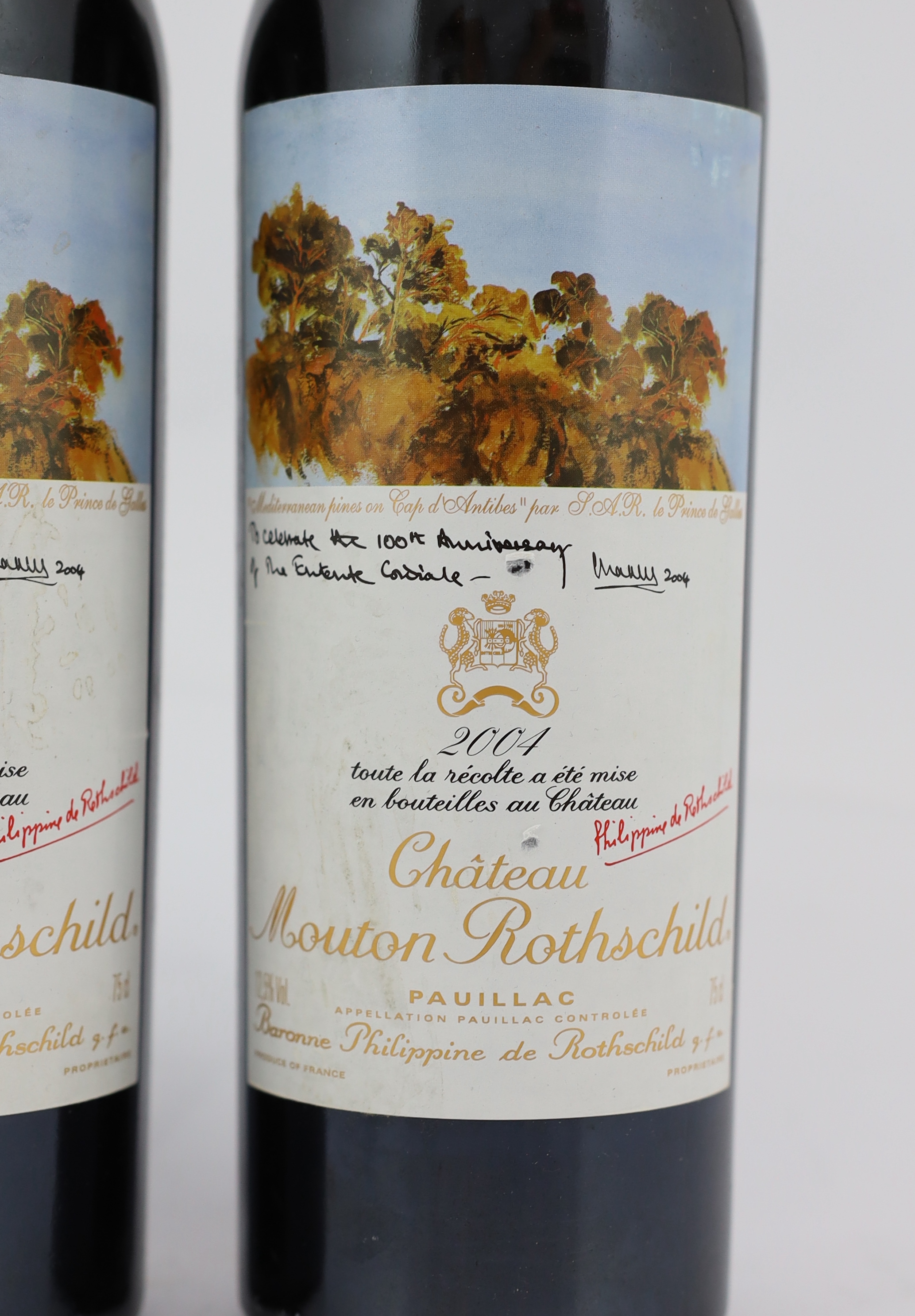 Two bottles of Chateau Mouton Rothschild, 2004***CONDITION REPORT***Each label inscribed to - Image 2 of 4