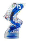 ** A Murano glass abstract model of a leaping fish, signed, 39cm highPlease note this lot