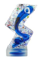 ** A Murano glass abstract model of a leaping fish, signed, 39cm highPlease note this lot