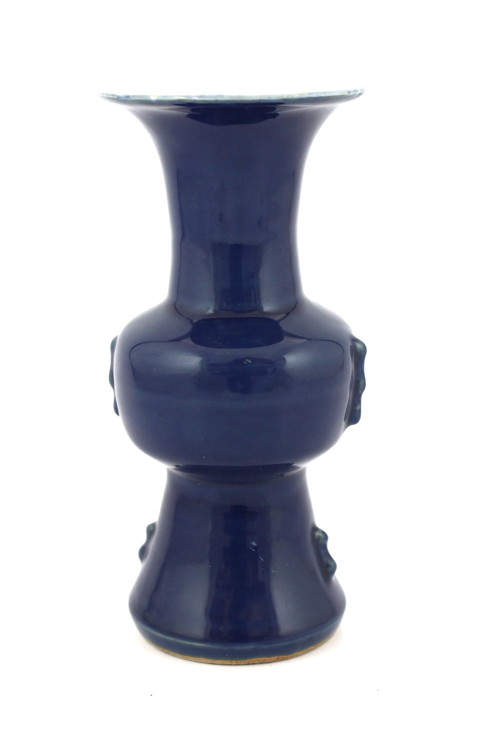 A Chinese blue glazed vase, zun, Wanli six character mark and possibly of the period, the bulbous - Image 3 of 5