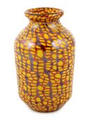 ** Vittorio Ferro (1932-2012), a Murano glass Murrine vase, in orange and red, signed, 23cm